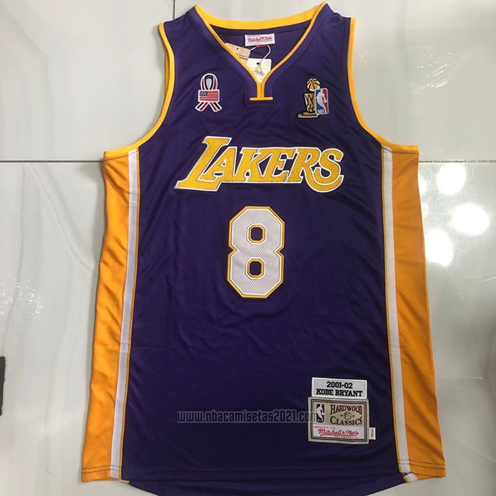 Camiseta Los Angeles Lakers Kobe Bryant #8 Mitchell & Ness 2001-02 Violeta